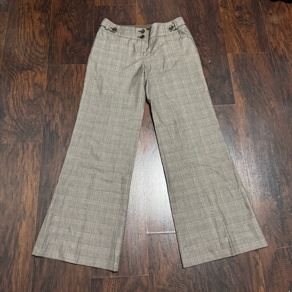 The Limited Brown Plaid Wide-Leg Mid Rise Trousers Y2K Vintage 8 NWT - Picture 2 of 16